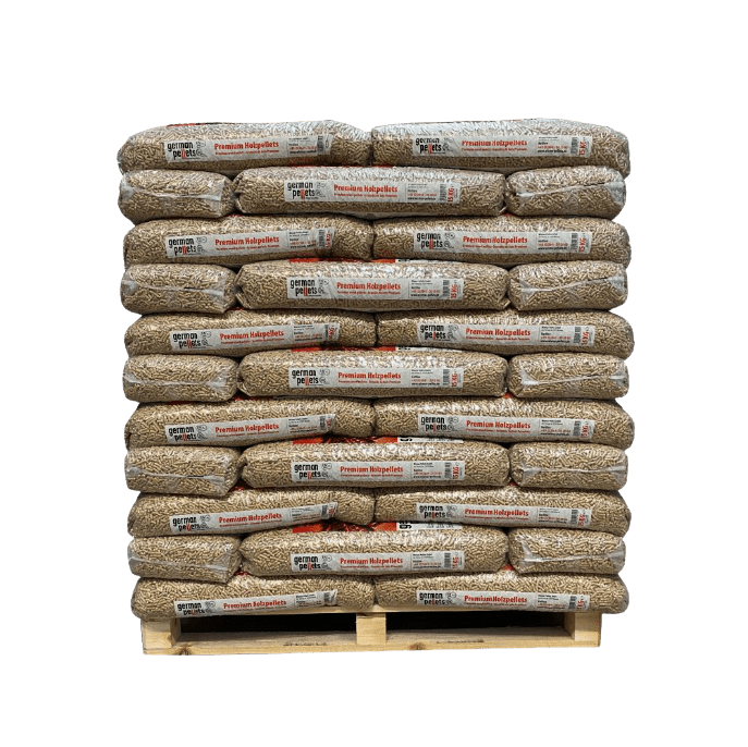 Palé de sacos de pellets de madera disponibles en la tienda OLIPELLETS