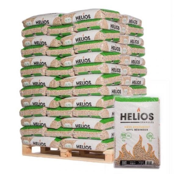 Palé de pellets Helios con 65 sacos de 15 kg